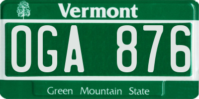 VT license plate OGA876