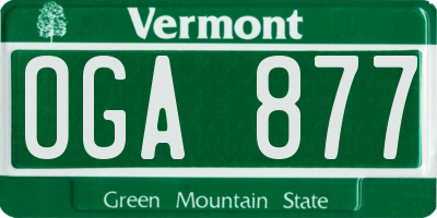 VT license plate OGA877