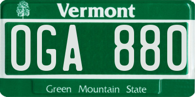 VT license plate OGA880