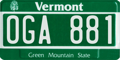VT license plate OGA881