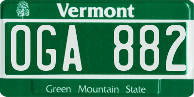 VT license plate OGA882