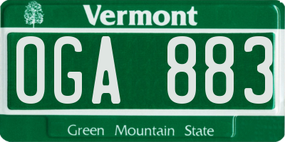 VT license plate OGA883