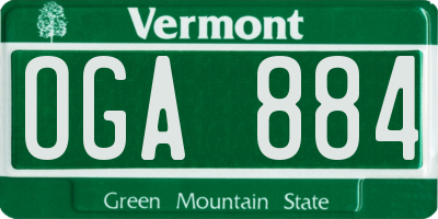 VT license plate OGA884