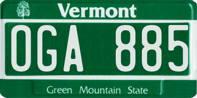VT license plate OGA885