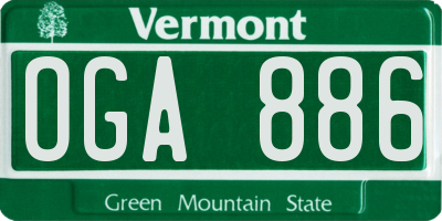VT license plate OGA886