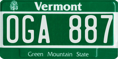 VT license plate OGA887