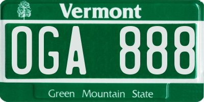 VT license plate OGA888