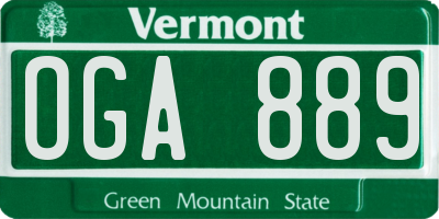 VT license plate OGA889
