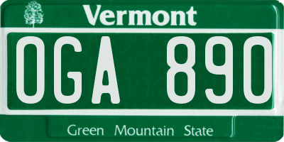 VT license plate OGA890