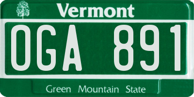 VT license plate OGA891