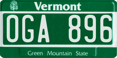 VT license plate OGA896