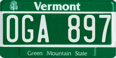 VT license plate OGA897