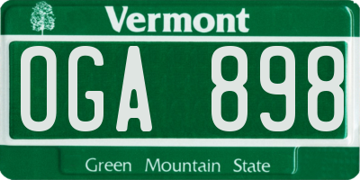 VT license plate OGA898