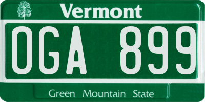 VT license plate OGA899