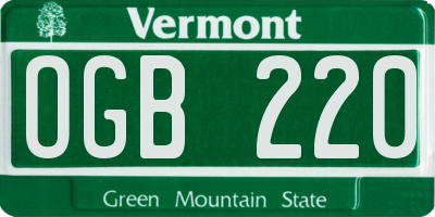 VT license plate OGB220