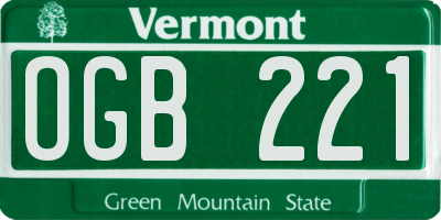 VT license plate OGB221