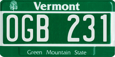 VT license plate OGB231