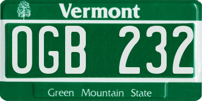 VT license plate OGB232