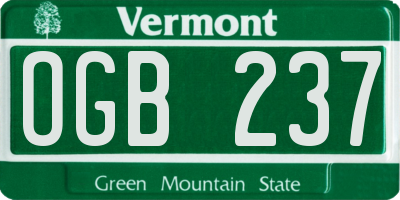 VT license plate OGB237