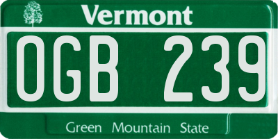 VT license plate OGB239