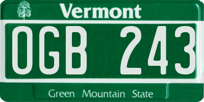 VT license plate OGB243