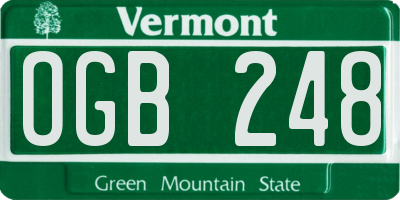 VT license plate OGB248