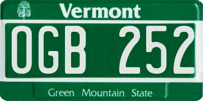 VT license plate OGB252