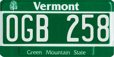 VT license plate OGB258