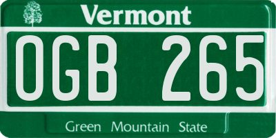 VT license plate OGB265