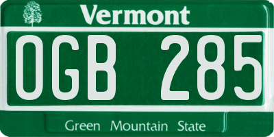 VT license plate OGB285