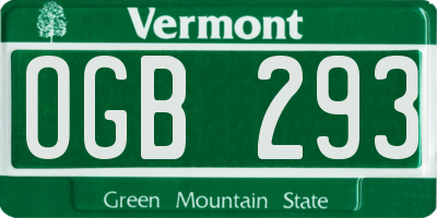 VT license plate OGB293