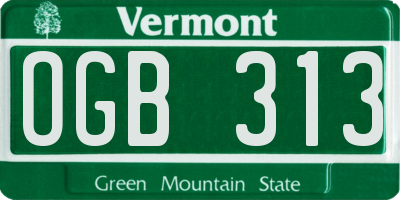 VT license plate OGB313