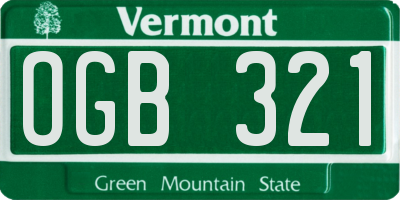 VT license plate OGB321