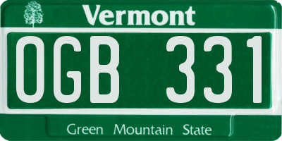 VT license plate OGB331