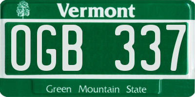 VT license plate OGB337