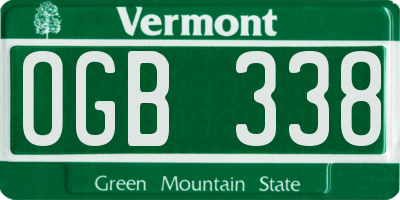 VT license plate OGB338