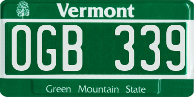 VT license plate OGB339