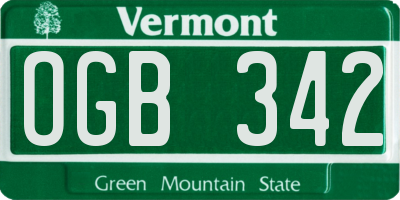 VT license plate OGB342