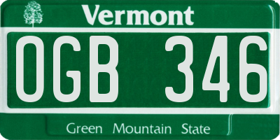 VT license plate OGB346