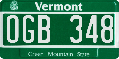 VT license plate OGB348