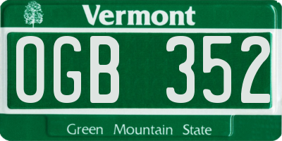 VT license plate OGB352