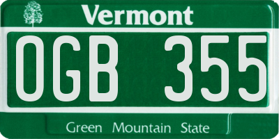 VT license plate OGB355