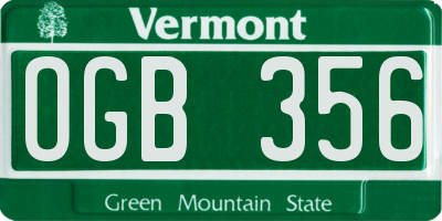 VT license plate OGB356