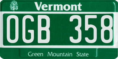 VT license plate OGB358