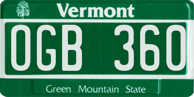 VT license plate OGB360
