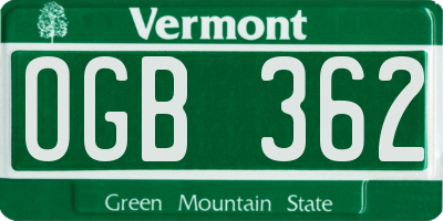 VT license plate OGB362