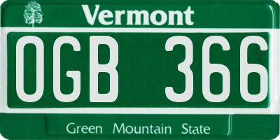 VT license plate OGB366