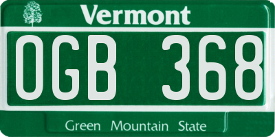 VT license plate OGB368