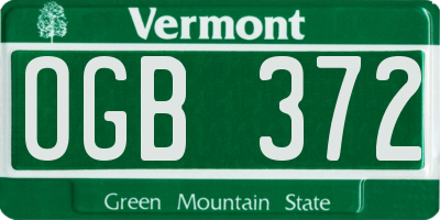 VT license plate OGB372