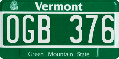 VT license plate OGB376